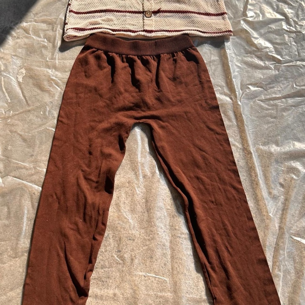 Striped Crop Top - Cream and Brown